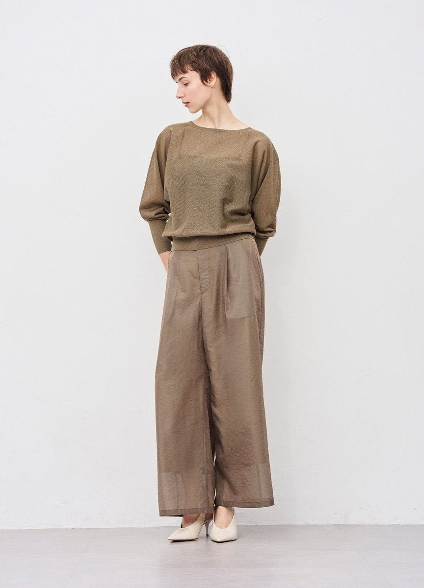 透膚歐根紗寬褲